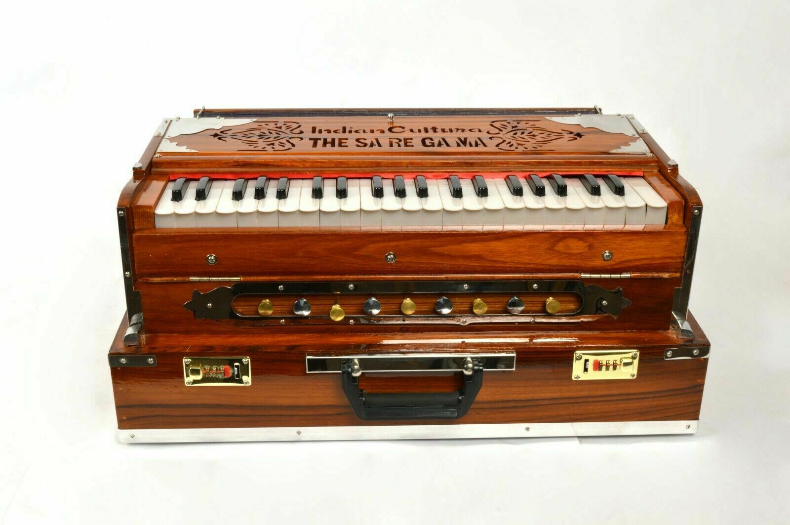 Indian Cultura Professional 9 Stopper Portable Folding Harmonium With Padded Bag