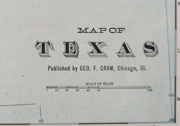 Vintage 1903 Texas Map 22"x14" Old Antique Original Corpus Christi Galveston Tx
