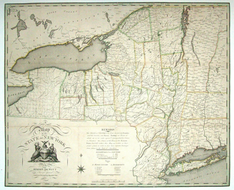 1804 Ny New York Map Fenton Geddes German Flatts Glenville Granby History Huge