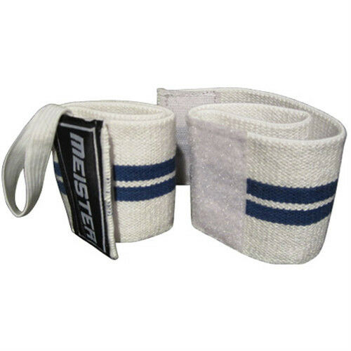 Meister White Wrist Wraps W/ Thumb Loops - Elastic Support Weight Lifting Straps