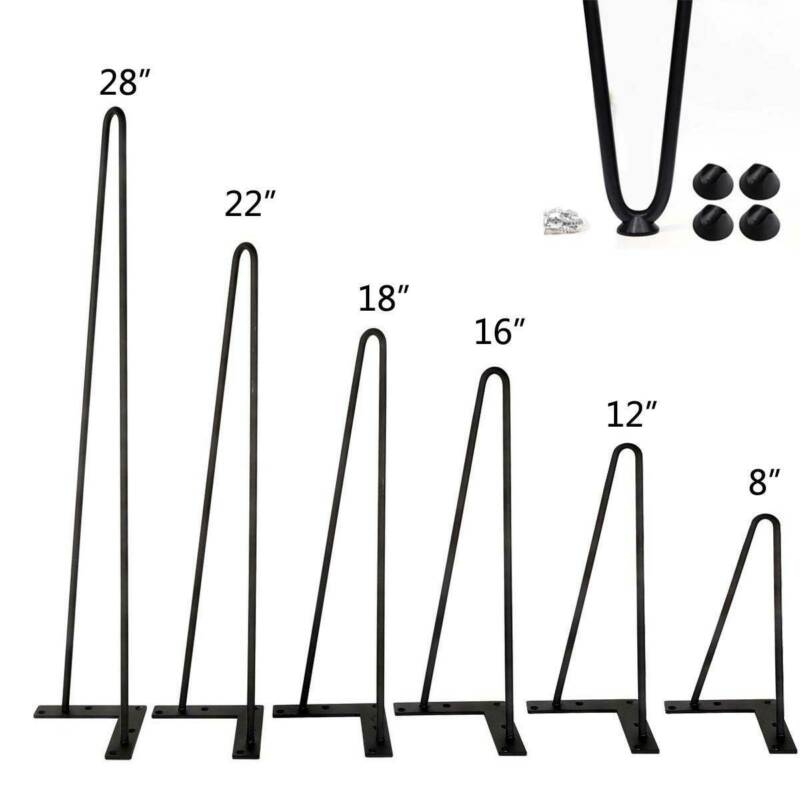 8" - 30" Coffee Table Metal Hairpin Legs Solid Iron Bar Black Set Of 4