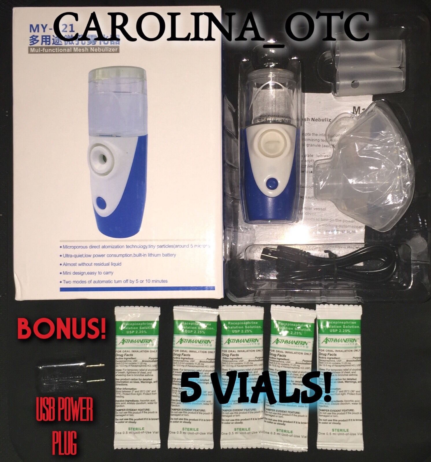 Asthmanefrin Alternative Starter Kit Asthma Relief Inhaler Ez Rechargeable #2246