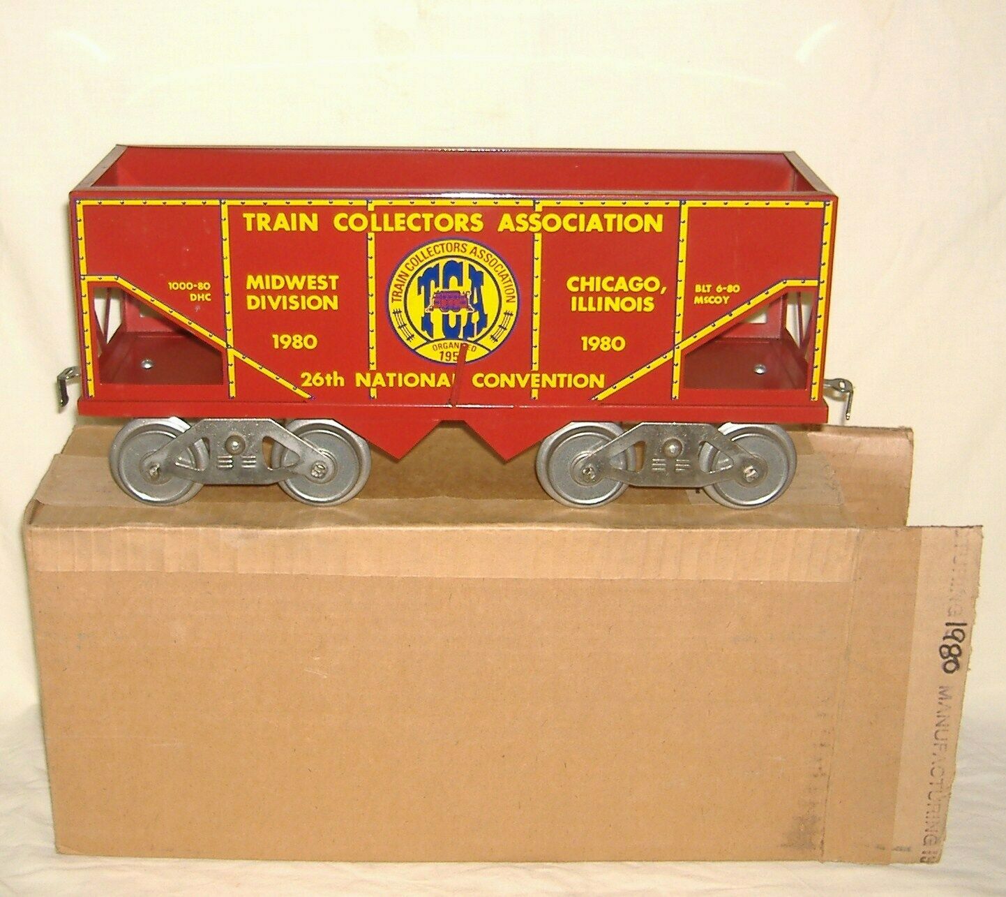 1980 Mccoy Hopper W/box. Standard Gauge Tinplate Train