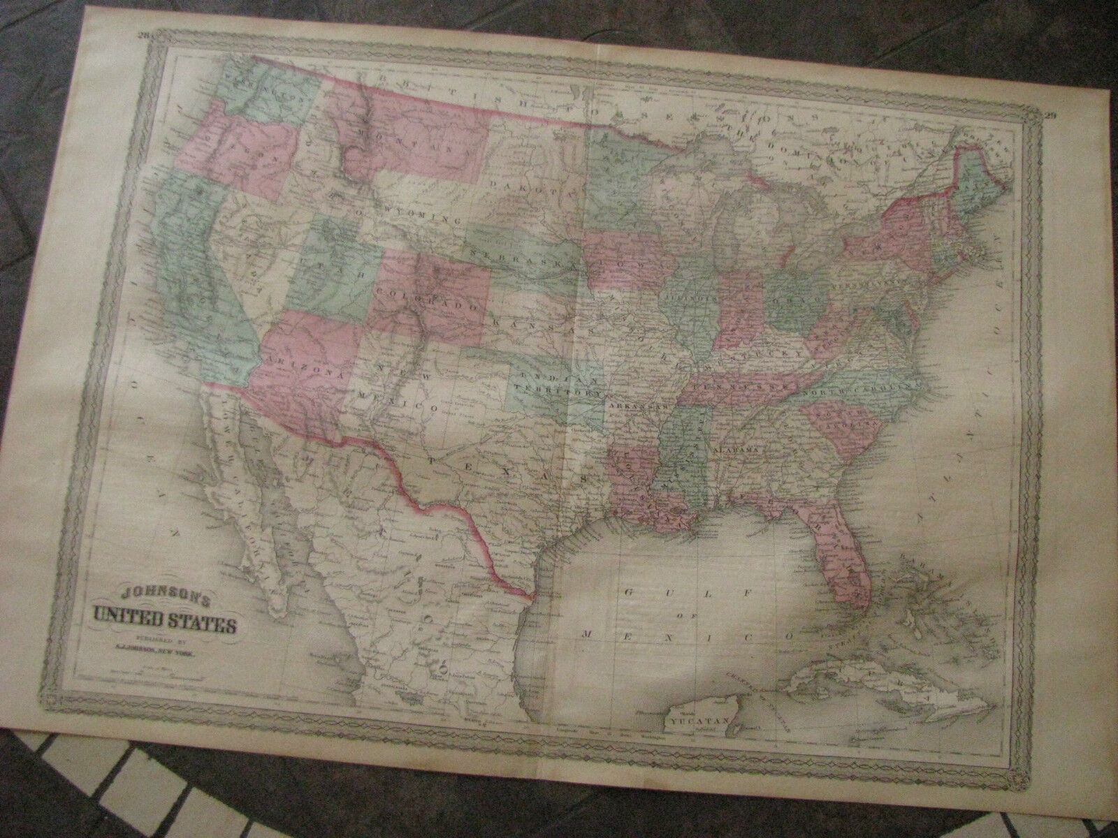 1868 Original Huge Map United States & Territories