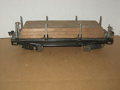 Standard Gauge Lionel 211 Black Flat Car With Wood Load 1926-40
