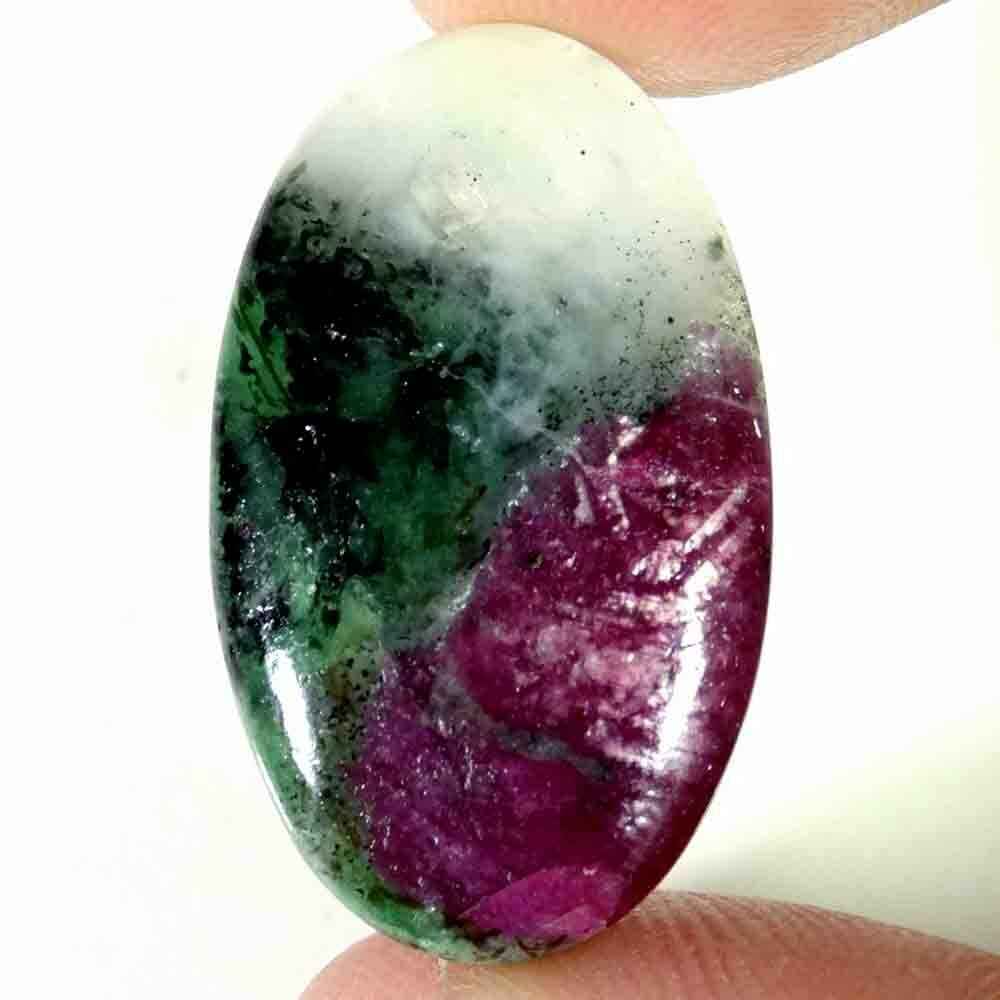 27.25cts. 18x30x5mm 100% Natural Royal Ruby In Zoisite Oval Cab Loose Gemstone