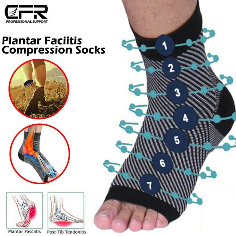 Foot Plantar Fasciitis Arch Support Compression Socks Ankle Heel Brace Copper Hg