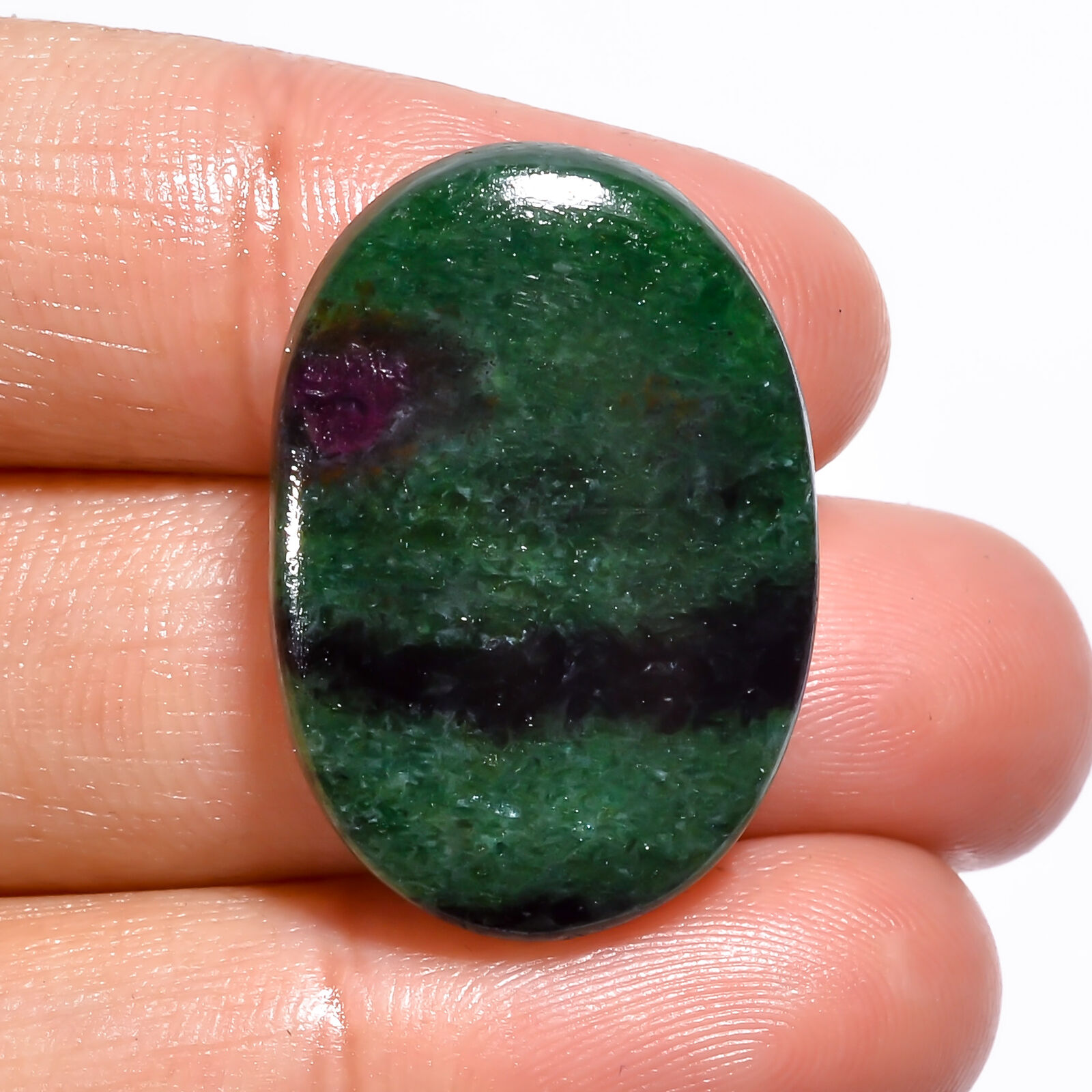 Natural Ruby Zoisite Oval Shape Cabochon Loose Gemstone 29.5 Ct 27x19x6mm Gc9502