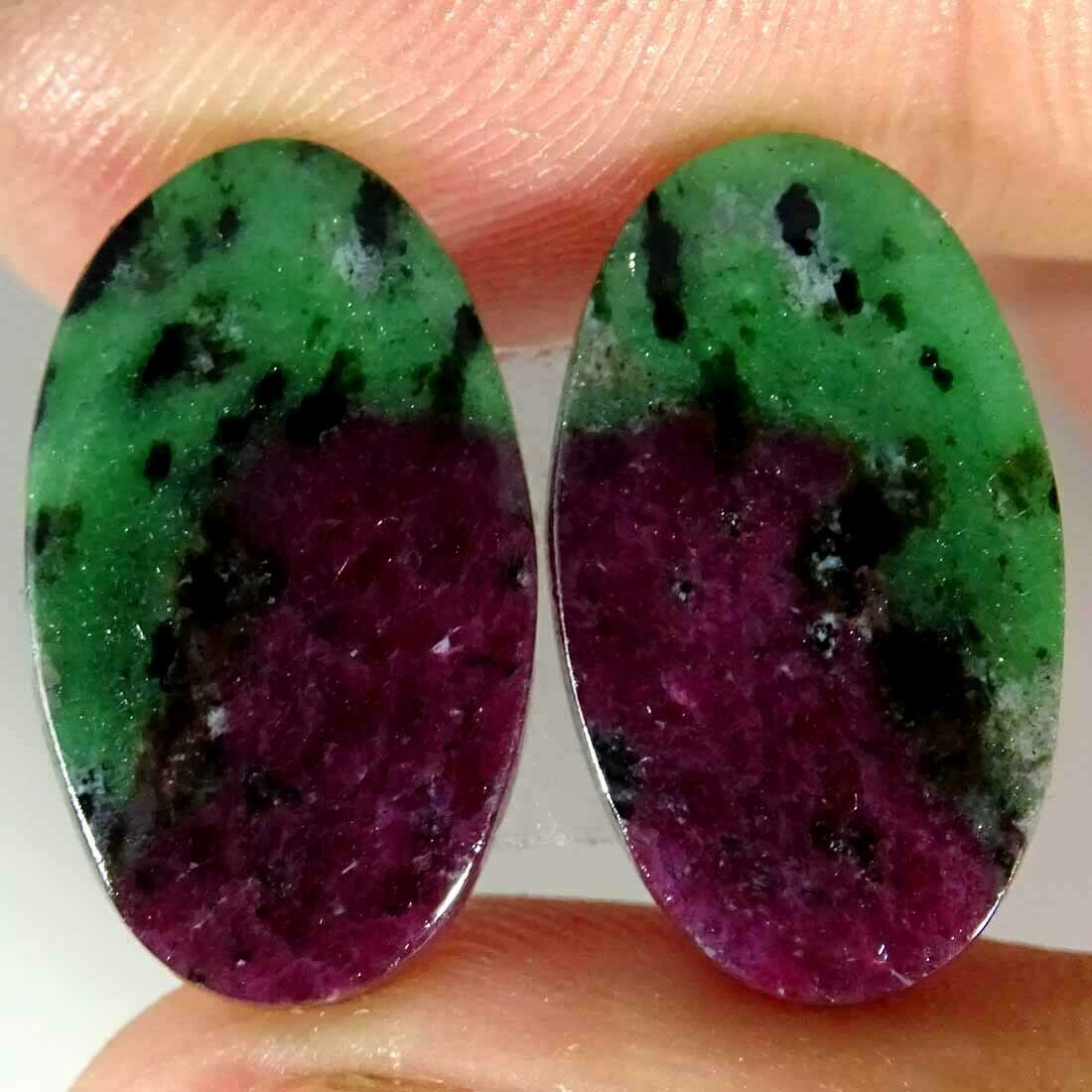 18.50cts Natural Ruby Zoisite Oval Pair Cabochon Loose Gemstone