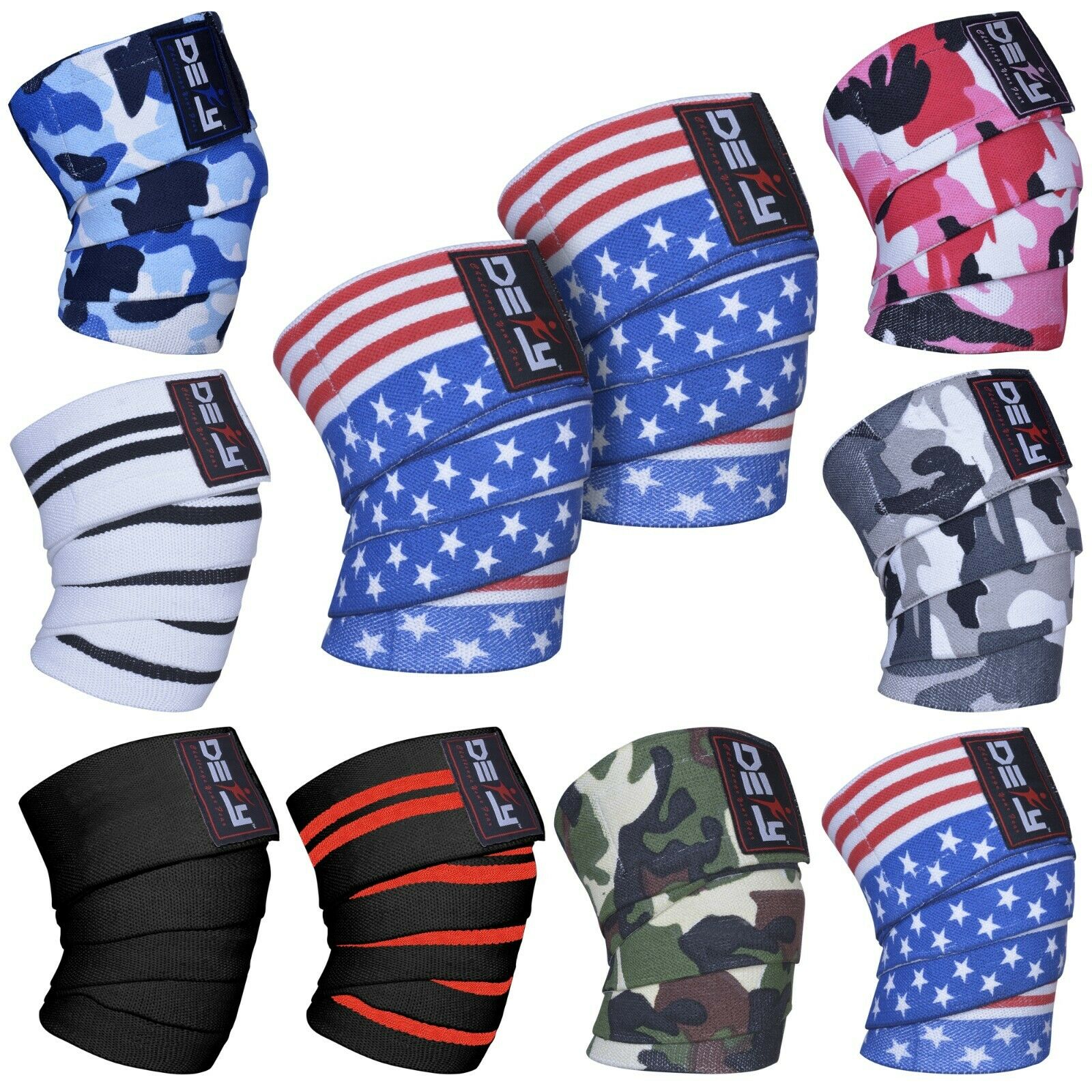 Defy Weight Lifting Knee Wraps Training Fist Straps Power Lifter Gym Support 78"