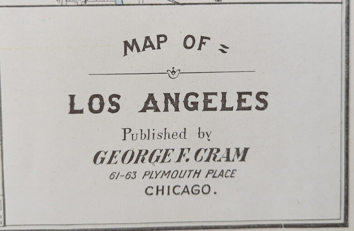 Vintage 1902 Los Angeles California Map 11"x14" Old Antique Original ~ Fine