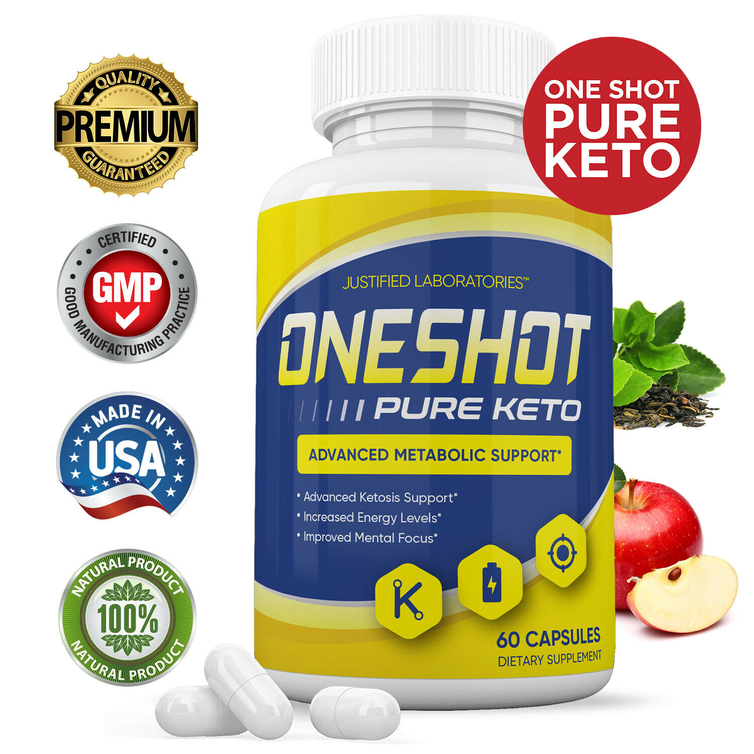 One Shot Pure Keto Pills Boost Weight Loss Diet Pills Bhb Ketogenic Supplement