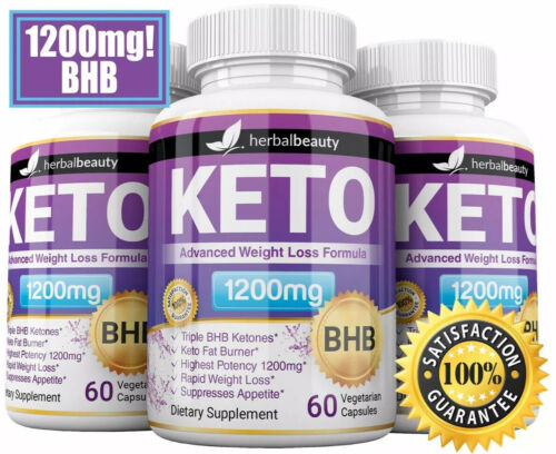 3 X Herbal Beauty Keto Bhb 1200mg Pure Ketone Fat Burner Weight Loss Diet Pills