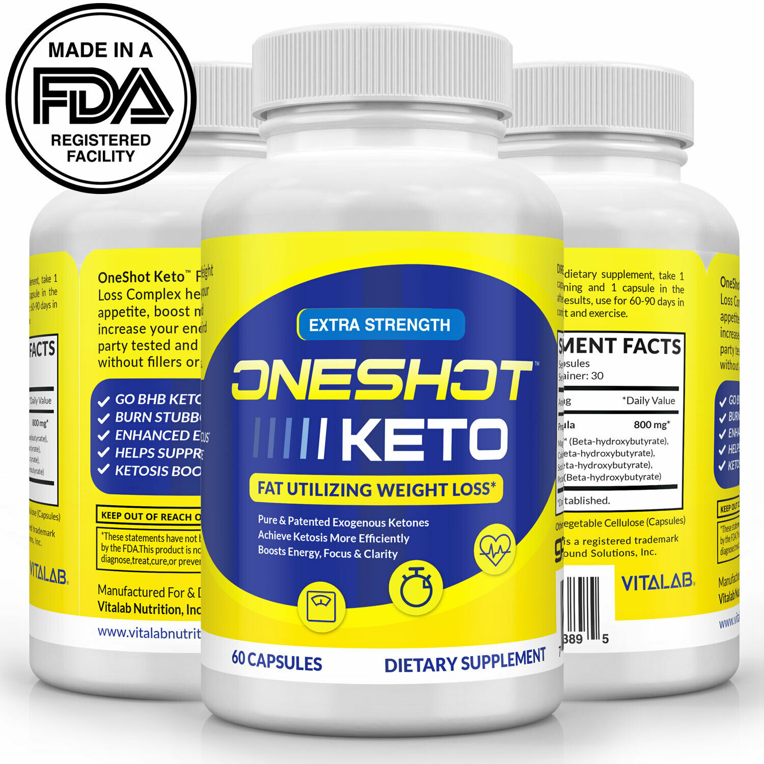 Official Keto One Shot Weight Loss Pills Supplement Keto Fat Burner 60 Capsules