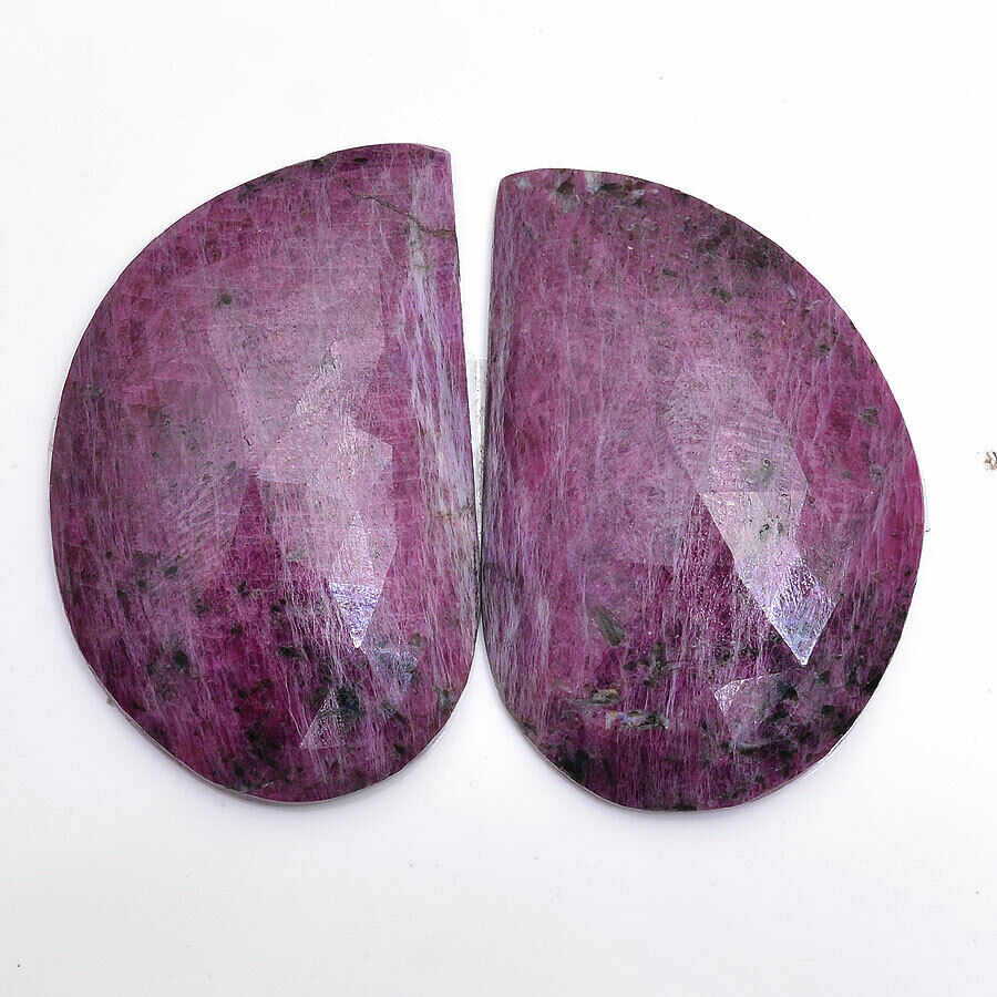 100% Natural Ruby Zoisite Untreated Huge Pair Checker Cut Gemstones ~ 110 Cts