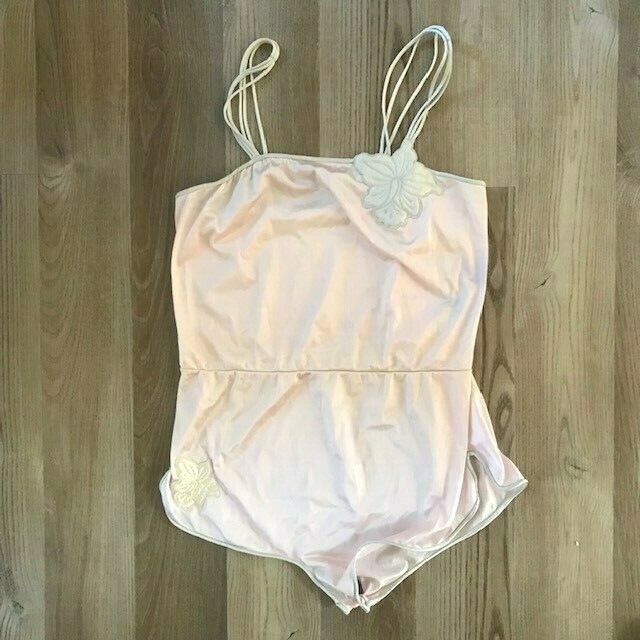 Vintage Vanity Fair Camisole Pink White Flower Nylon Made In Usa - Flaw