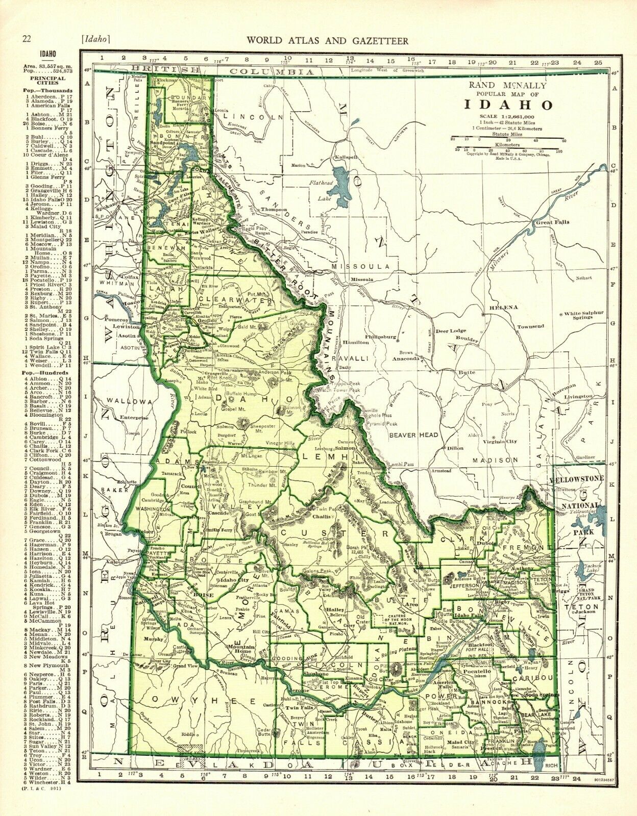 1943 Vintage Idaho State Map Antique Map Of Idaho Gallery Wall Art 9265