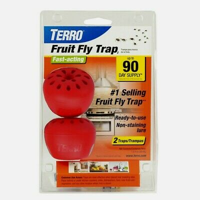 New Terro 2pk Fruit Fly Trap Killer Lures & Traps Non Toxic Indoor Outdoor T2502