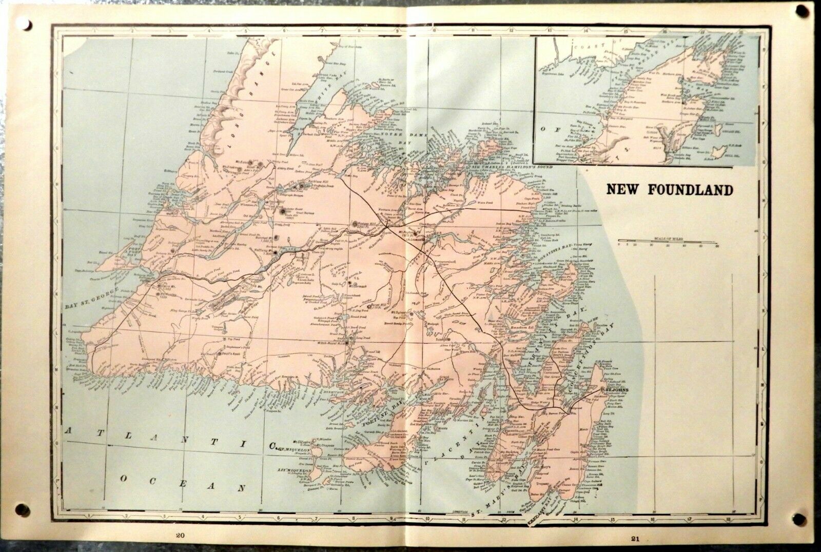 Vintage Map: Newfoundland [new Foundland Province, Canada] - 1897 - 13 X 19 "