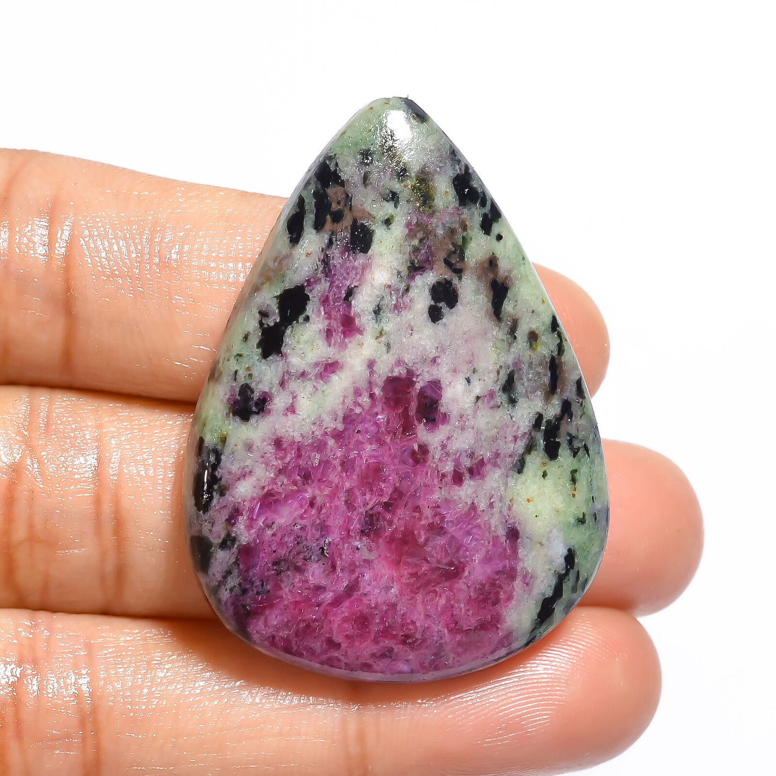 Aaa+ Natural Ruby Zoisite Pear Cabochon Loose Gemstone 82.5 Ct 41x30x7mm Ee17012