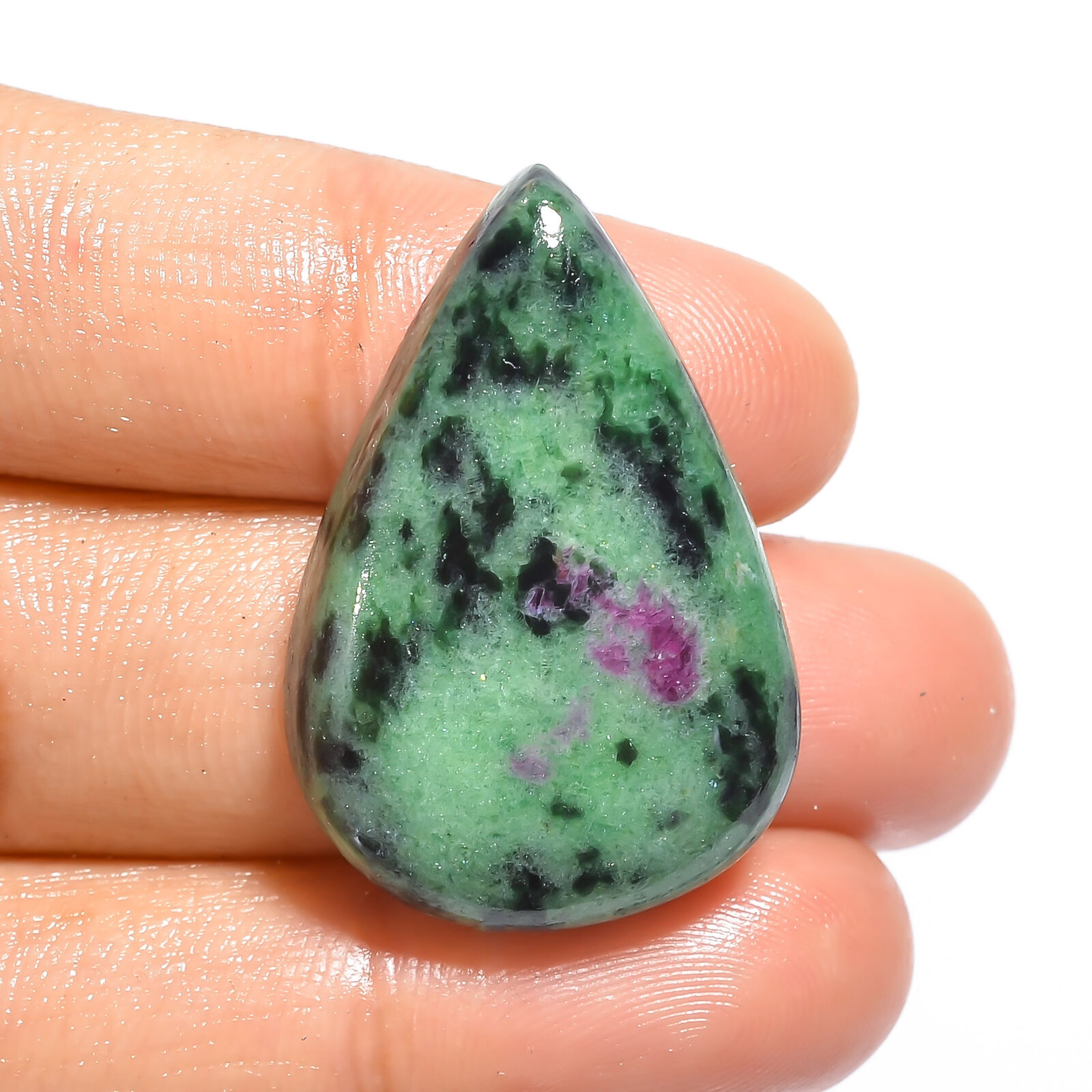 Aaa+ Natural Ruby Zoisite Pear Cabochon Loose Gemstone 48 Ct. 32x21x8mm Ee-16944