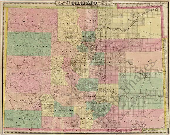 Map Of State Of Colorado C1878 30x24
